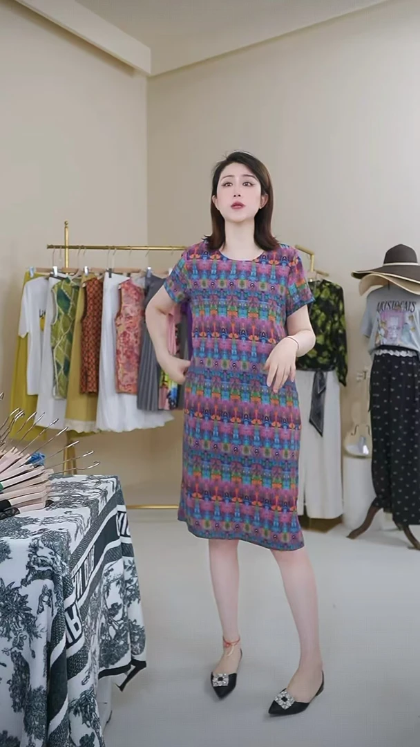 夏季新款25137亲肤透气显瘦百搭时尚减龄连衣裙