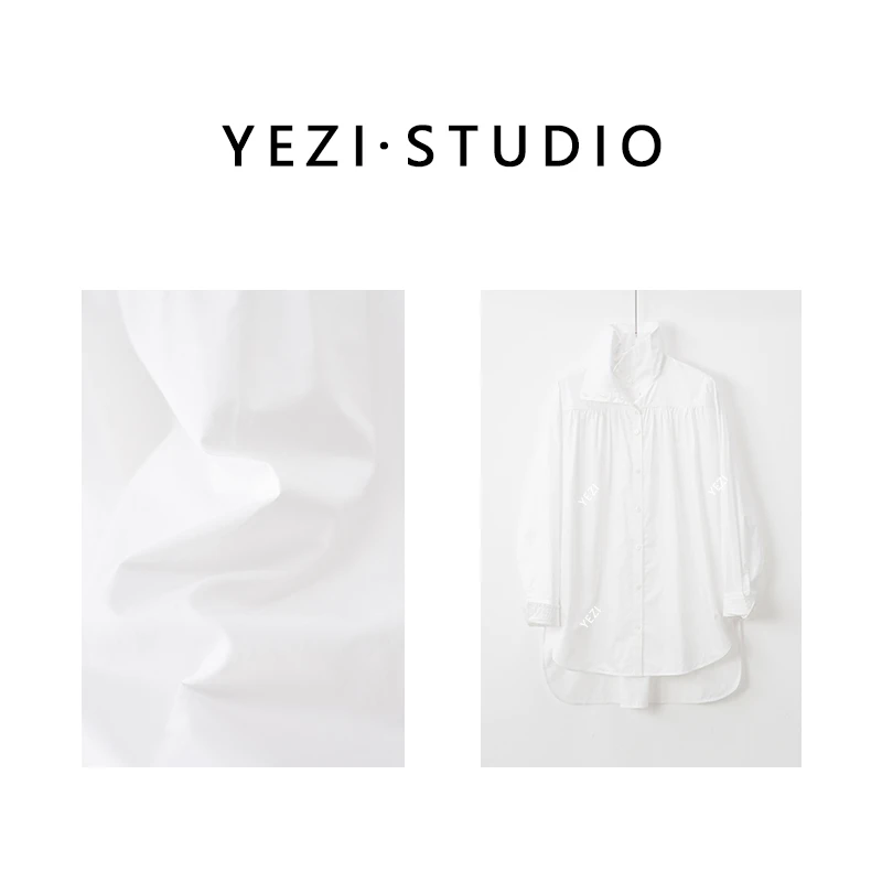 【南洋千金 】高支高密液氨长绒棉重磅宫廷风立领廓形衬衫25315056