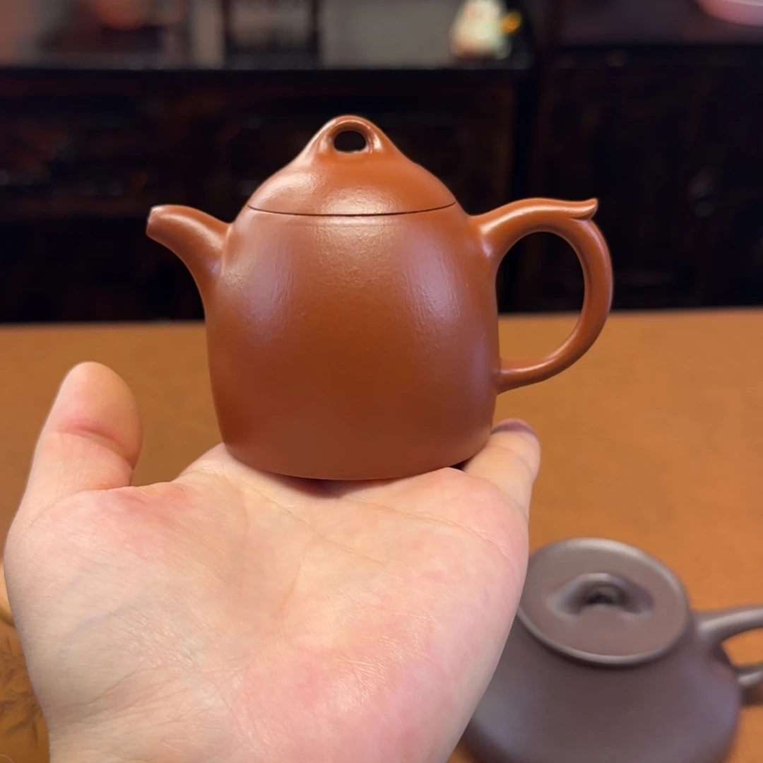 紫砂茶壶130cc，小煤窑朱泥，全手工制作