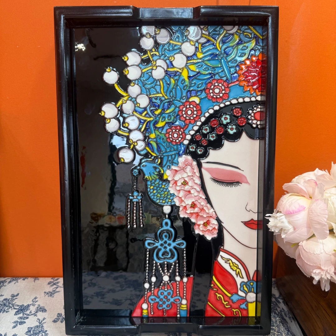 元旦28*43双面家庭客厅卧室新中式精美手工陶瓷摆件复古景德镇