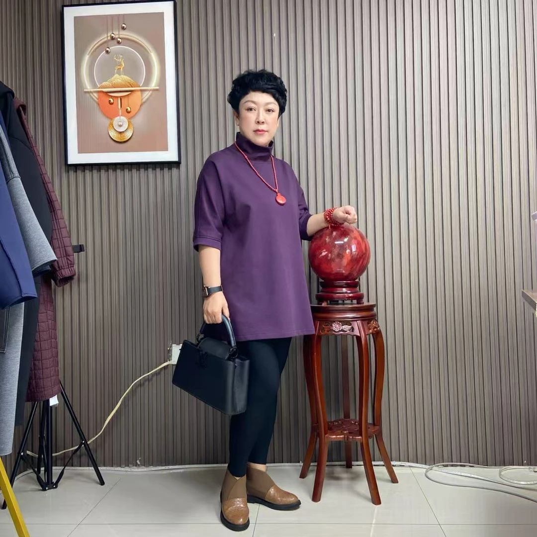 【雅洁服饰】985休闲秋季宽松半高领打底衫