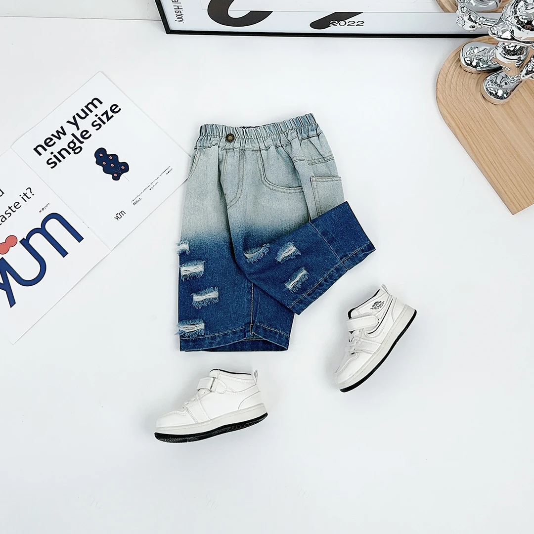 儿童五分裤子薄款男童宽松牛仔裤洋气夏季潮牌JH063 悠悠童话童装