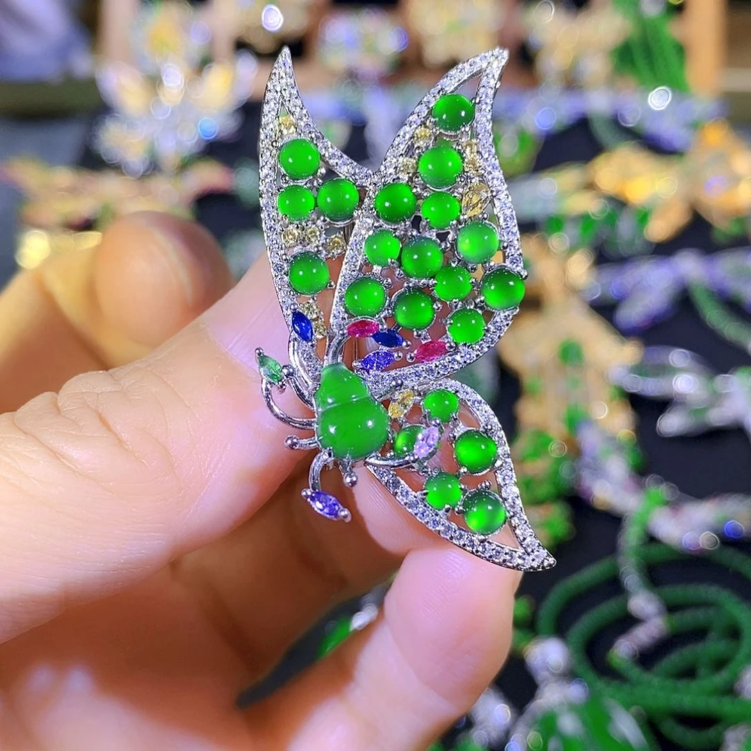 吊坠(不含链)银S925镶嵌翡翠