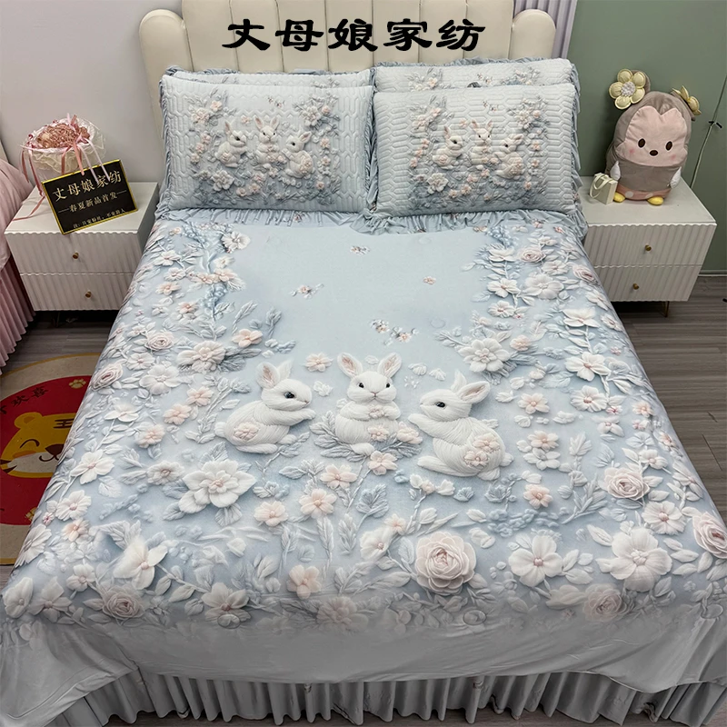 二老板-微重力锦氨纶冰感Pro4.0即刻凉感5D立体印花夏被床盖套件