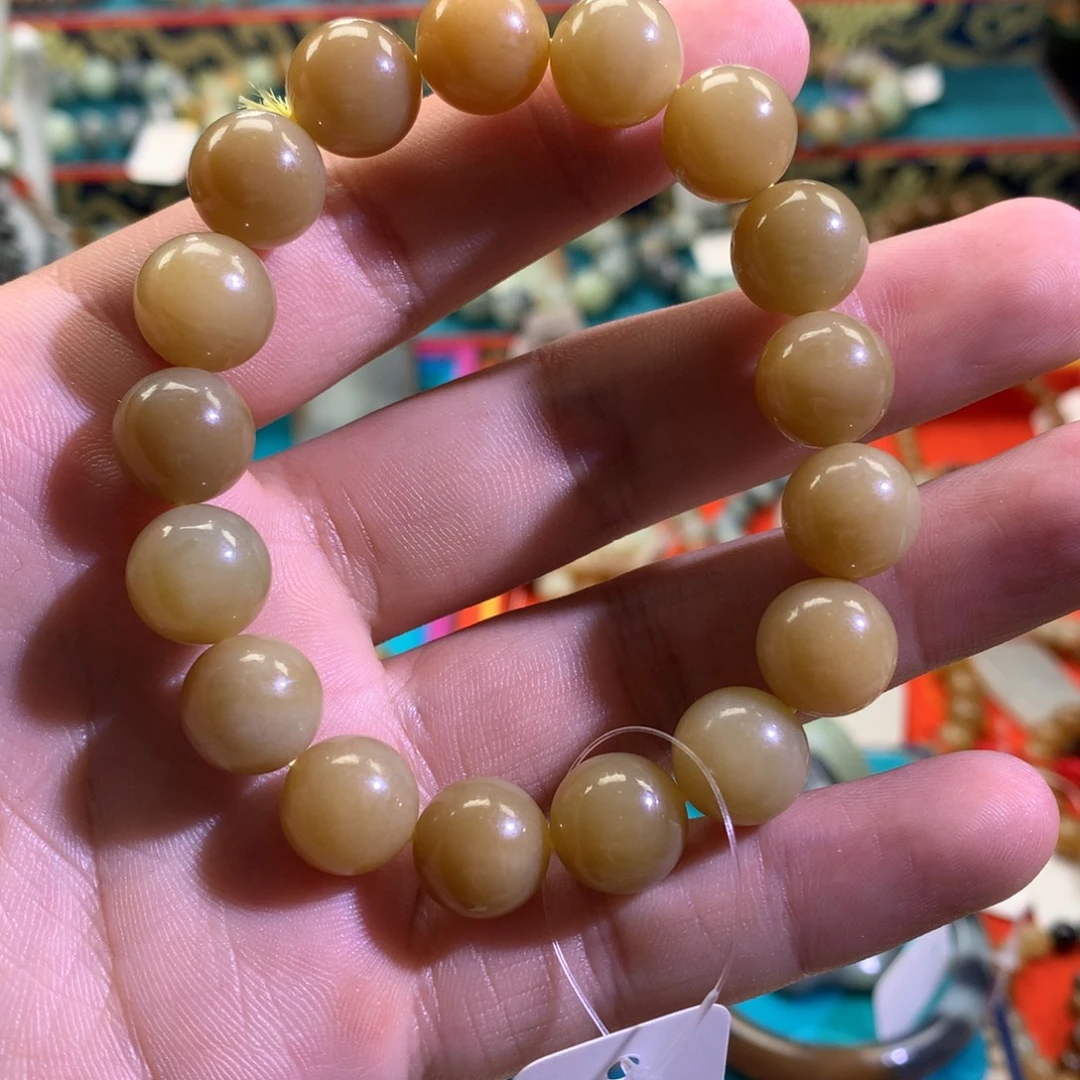 和田玉（糖玉）未镶嵌手链新疆且末纯糖和田玉手串卡12