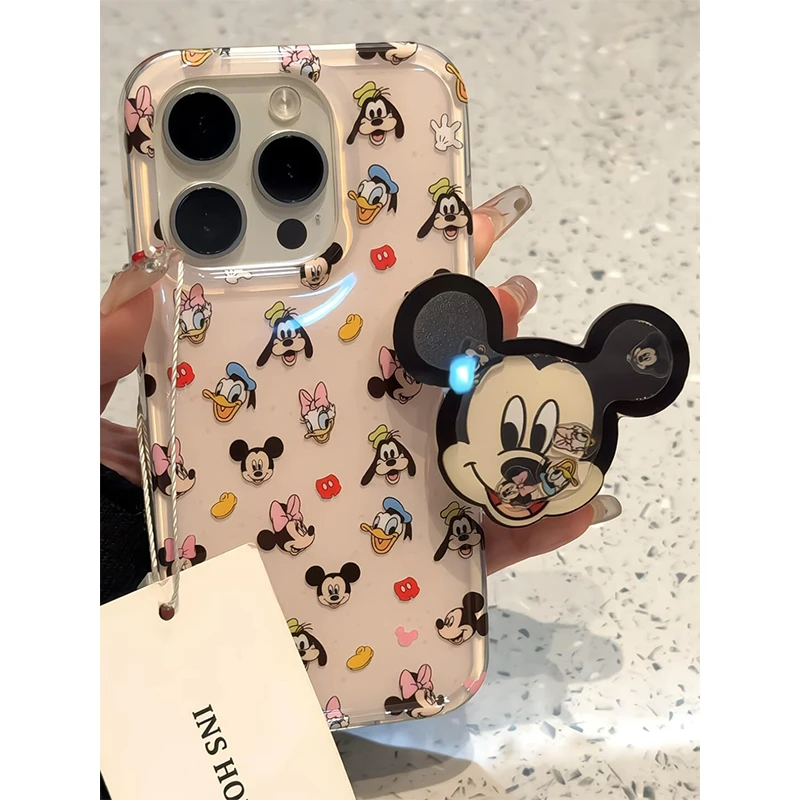 卡通可爱米奇米妮唐老鸭适用苹果16promax手机壳支架iPhone15