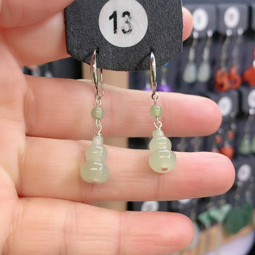 【闪购商品】和田玉耳饰银S925镶嵌精美