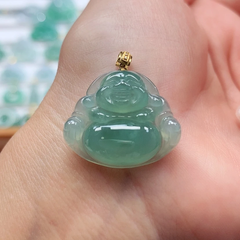 【闪购商品】吊坠(赠链)18K金镶嵌翡翠20.8-24.7-6.1