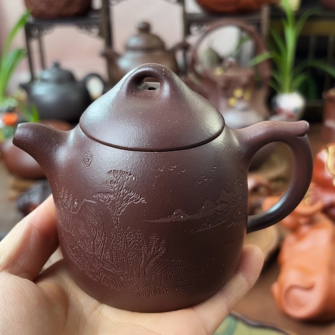紫砂茶壶秦权老紫泥160cc