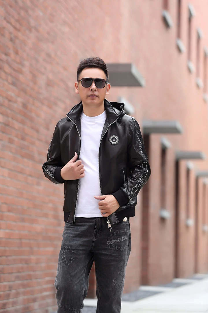 2025春秋立领帅气修身型连帽高品质百搭皮衣罗纹下摆标准2221