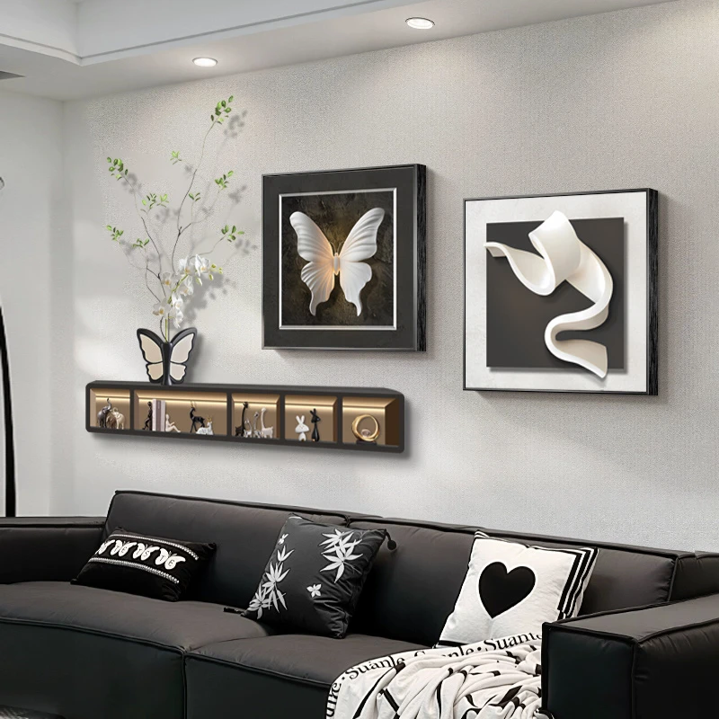 轻奢高级感客厅装饰画立体感沙发背景墙挂画大白墙玄关餐饭厅壁画