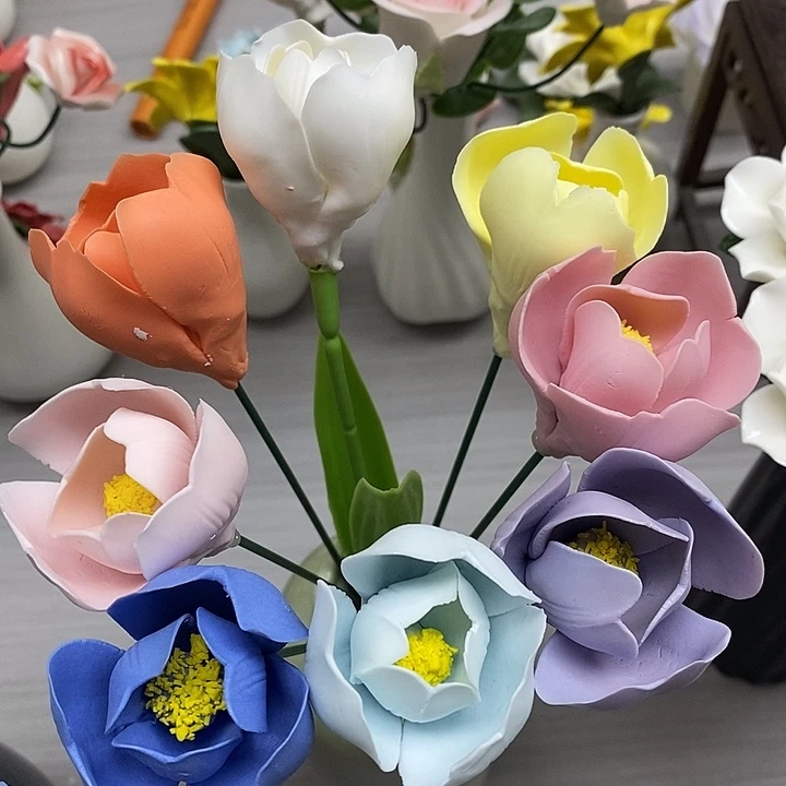 陶瓷陶瓷材料加工8朵郁金香