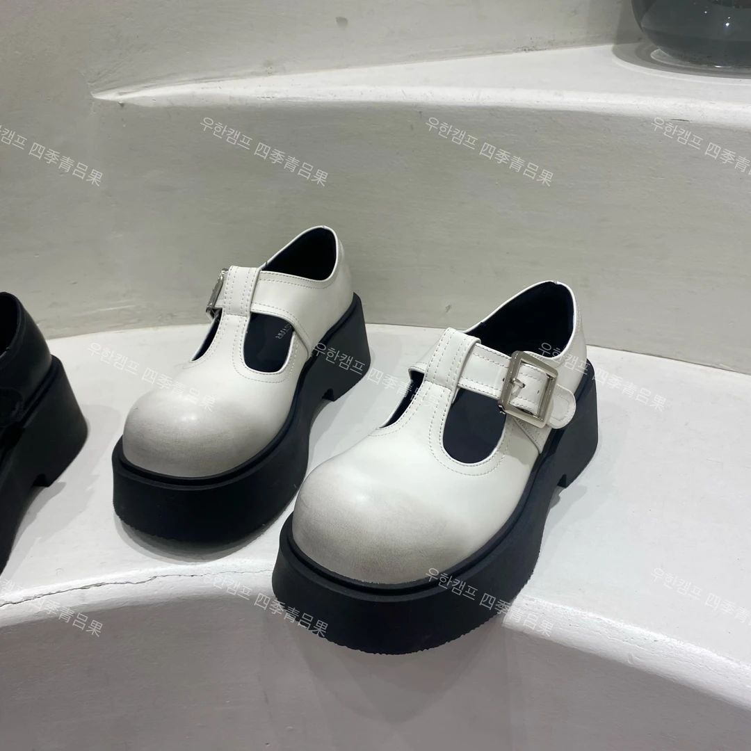 玛丽珍鞋女2025春新款真皮欧版厚底学院减龄时尚魔术贴单鞋皮鞋