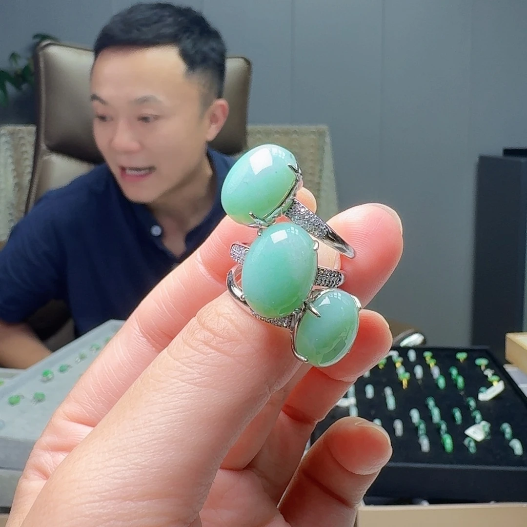 翡翠戒指银S925镶嵌多样性发货其一