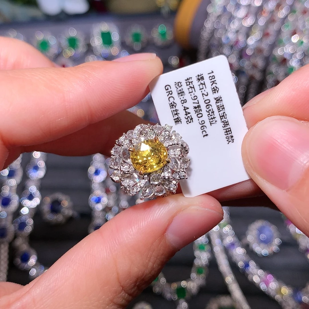 【闪购商品】彩色蓝宝石戒指18K金镶嵌