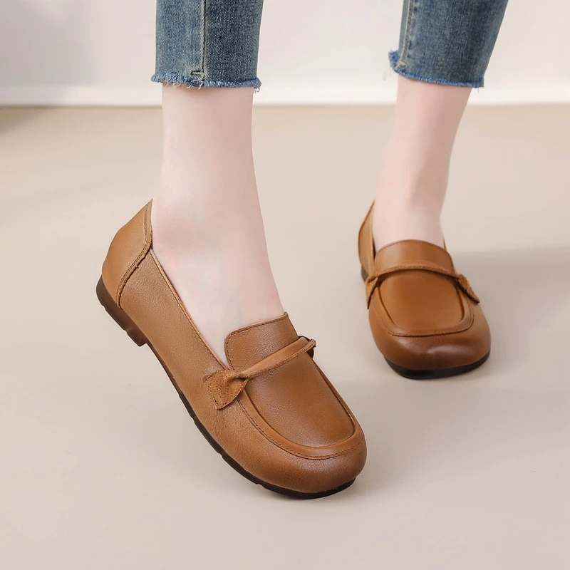 【文鑫专属】平底纳帕软底女鞋浅口百搭千金风平跟妈妈鞋单鞋圆头