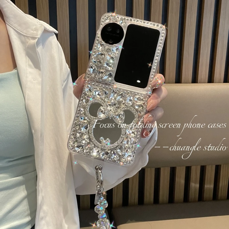 适用于oppofindn3flip手机壳满钻奢华保护壳N3FLIP镜子手提高级感