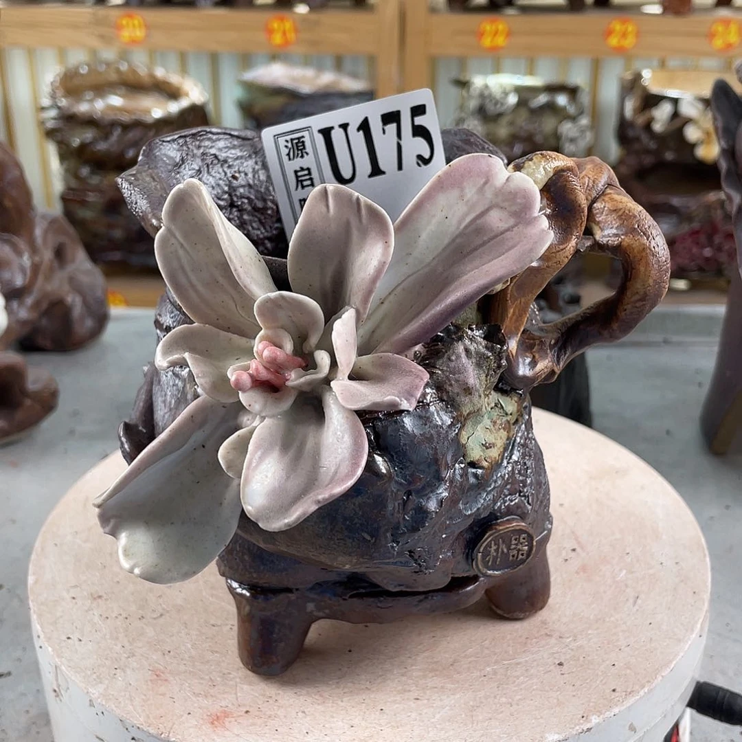 紫砂花盆景德镇陶瓷花盆175