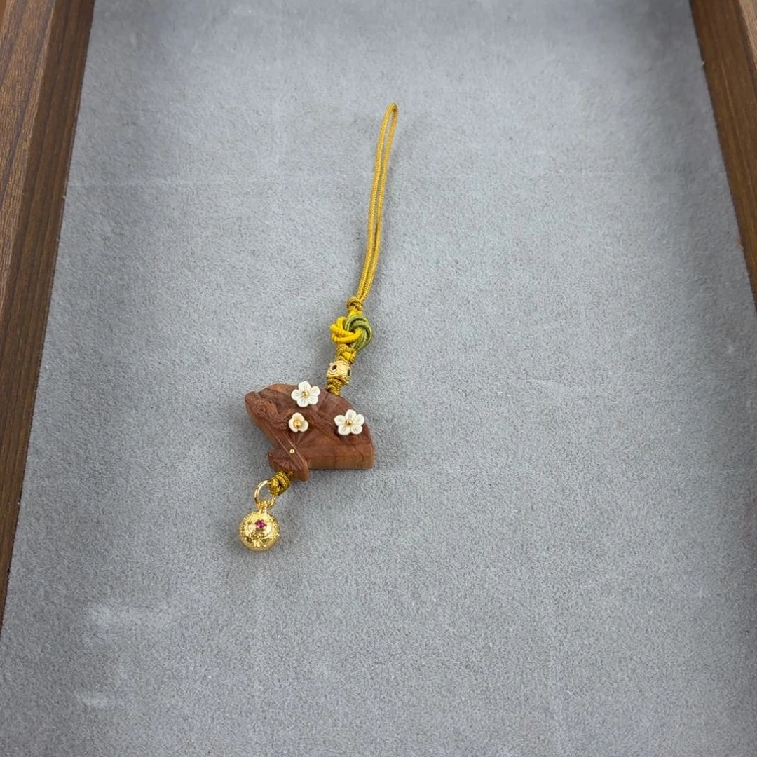 檀香木无事牌扇结良缘挂件