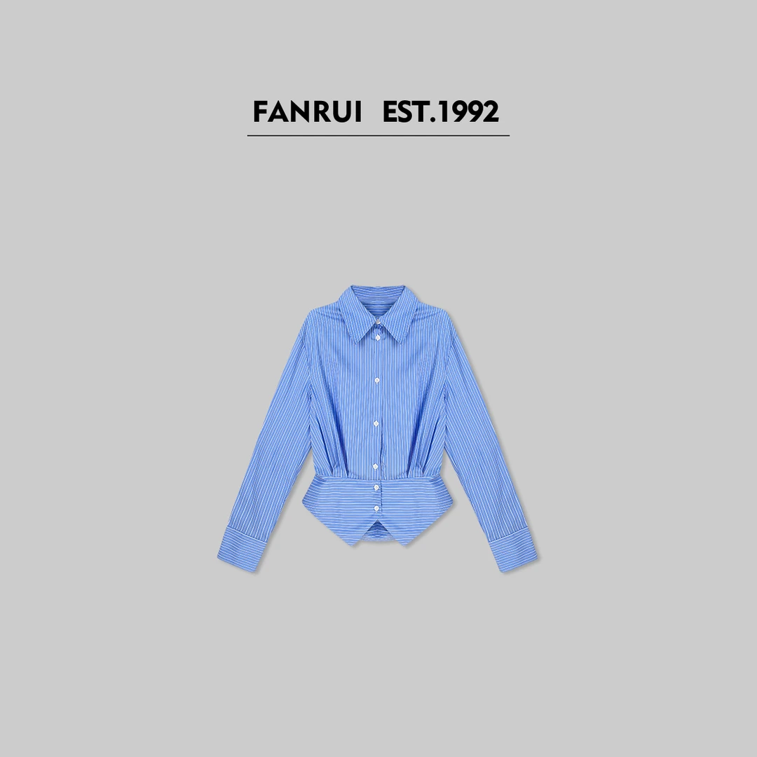 FANRUI/泛芮「加州返校生」精梳棉条纹设计感显瘦百搭衬衫B14960