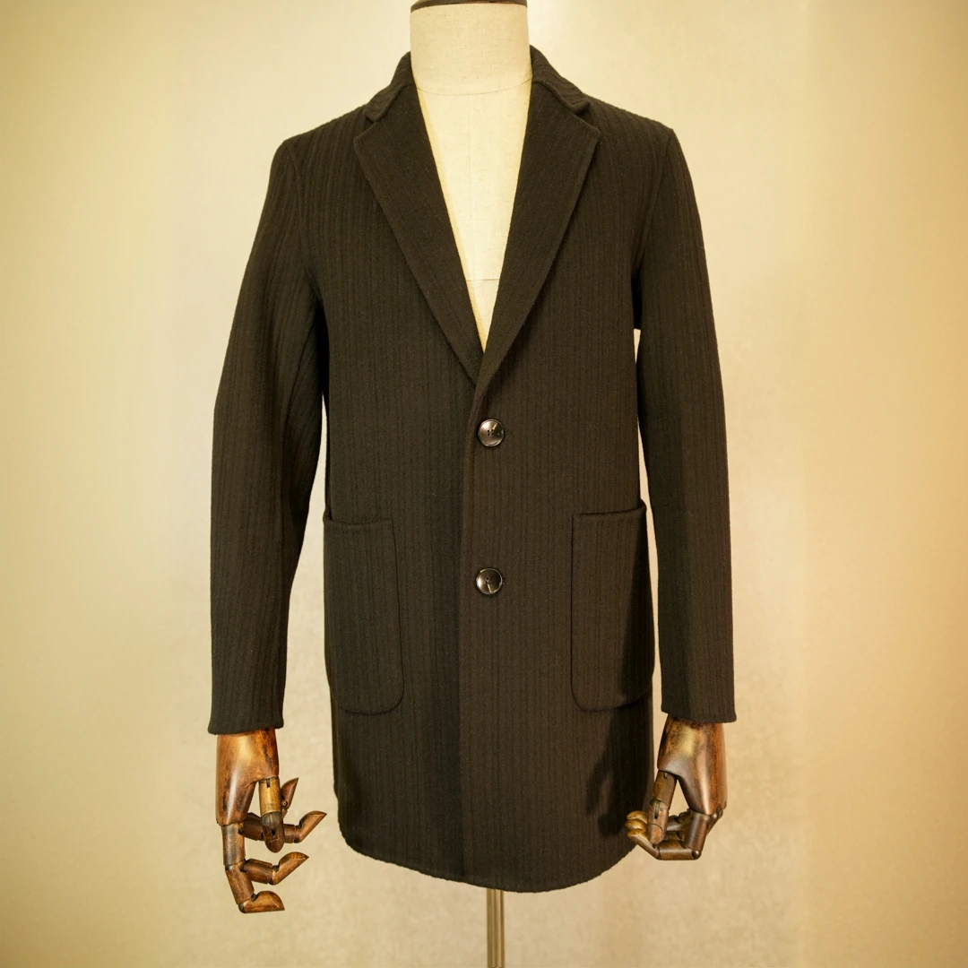 【双面绒】高端羊毛呢大衣男中长秋冬季新款暗条纹风衣外套