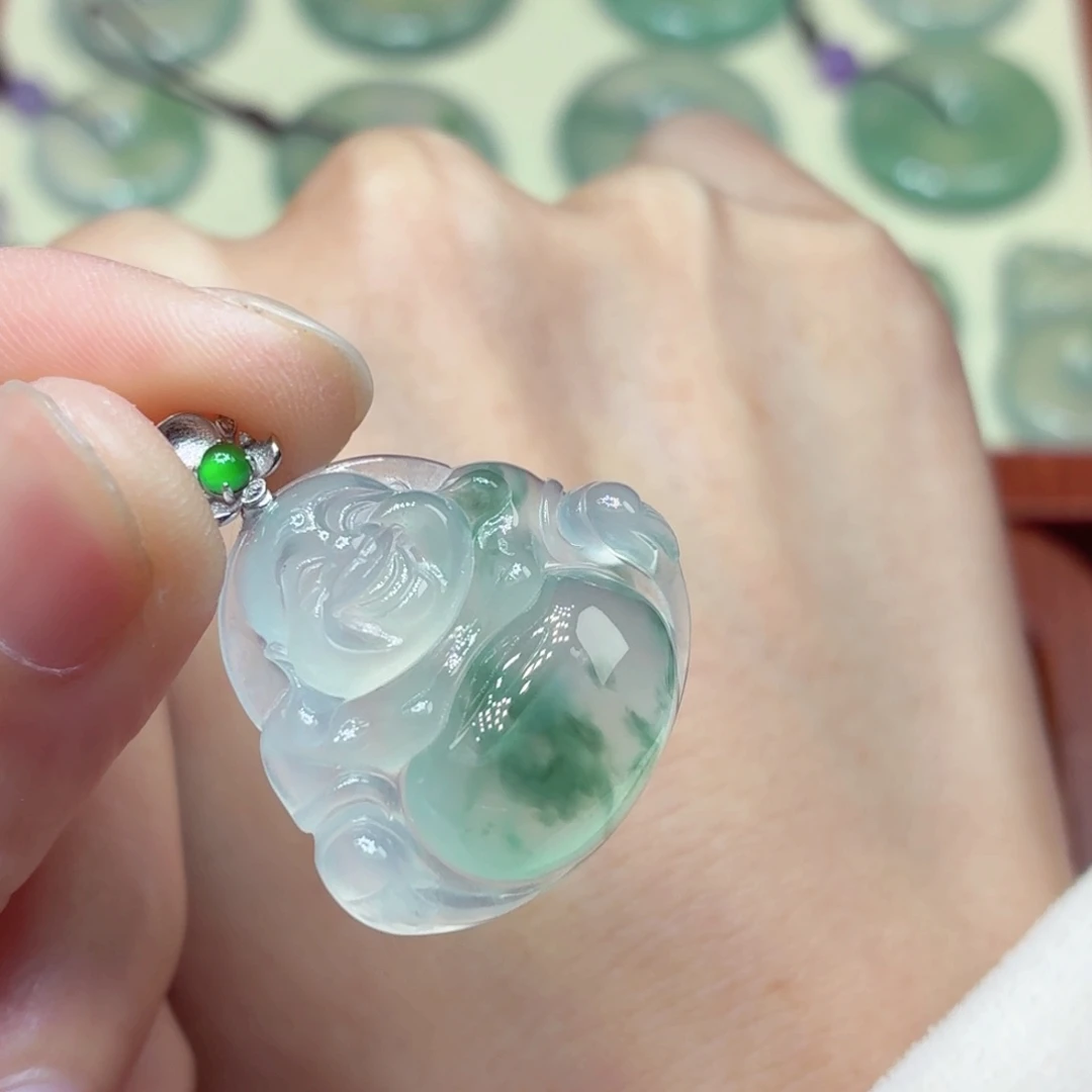 翡翠18K金镶嵌颈饰佛公23.4mm-25.6mm-6mm