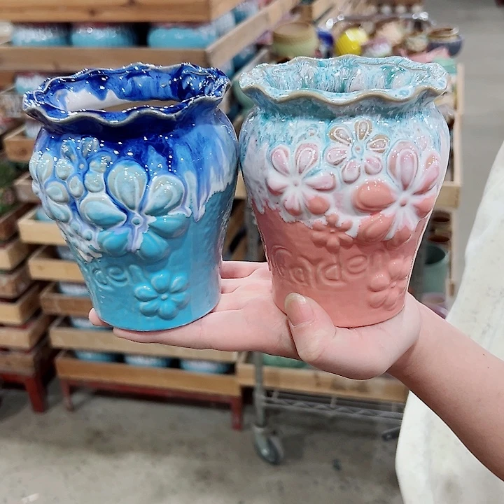 有孔.凑满10元发货多肉陶瓷花盆！