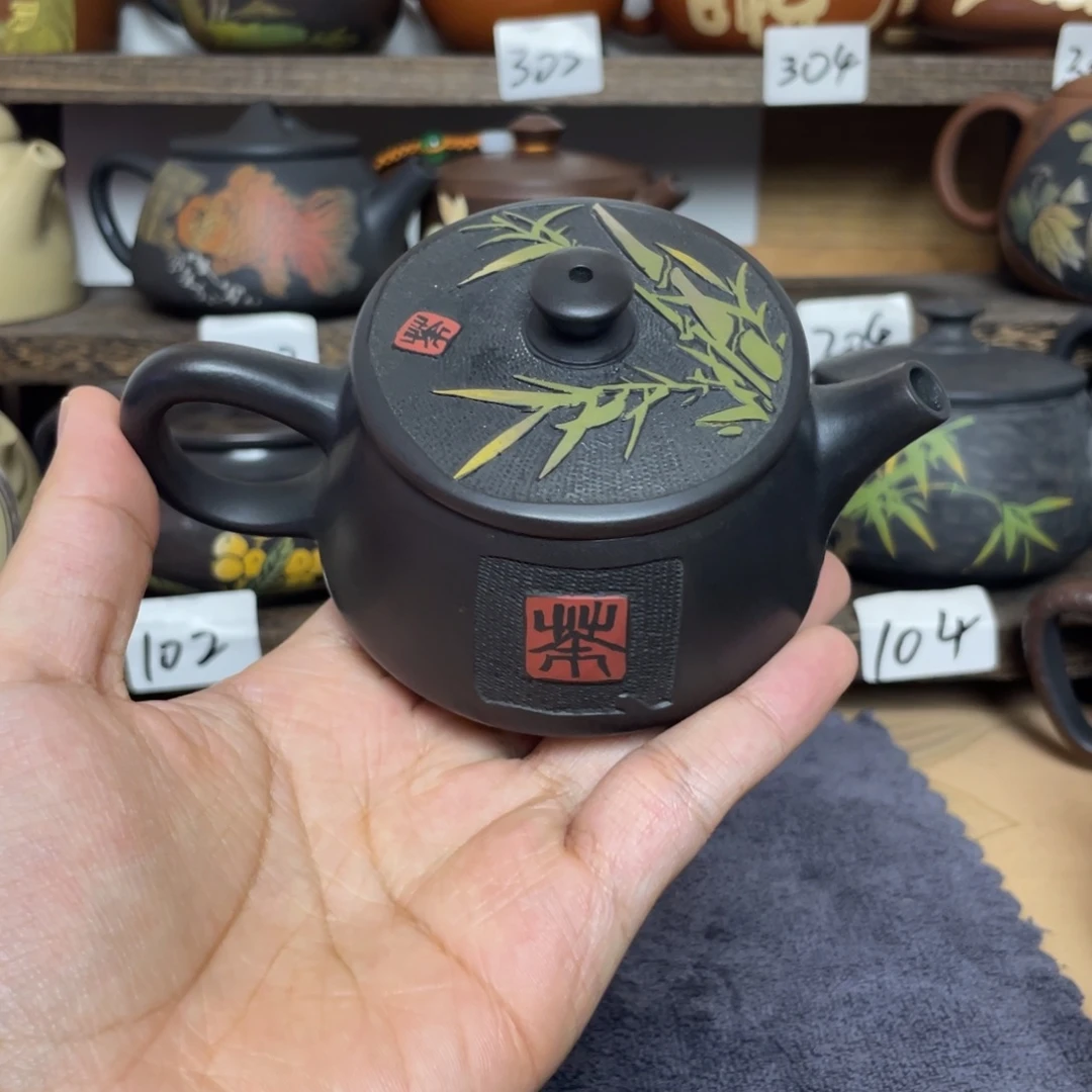 b***查壶阳刻竹子汉瓦球孔无礼盒