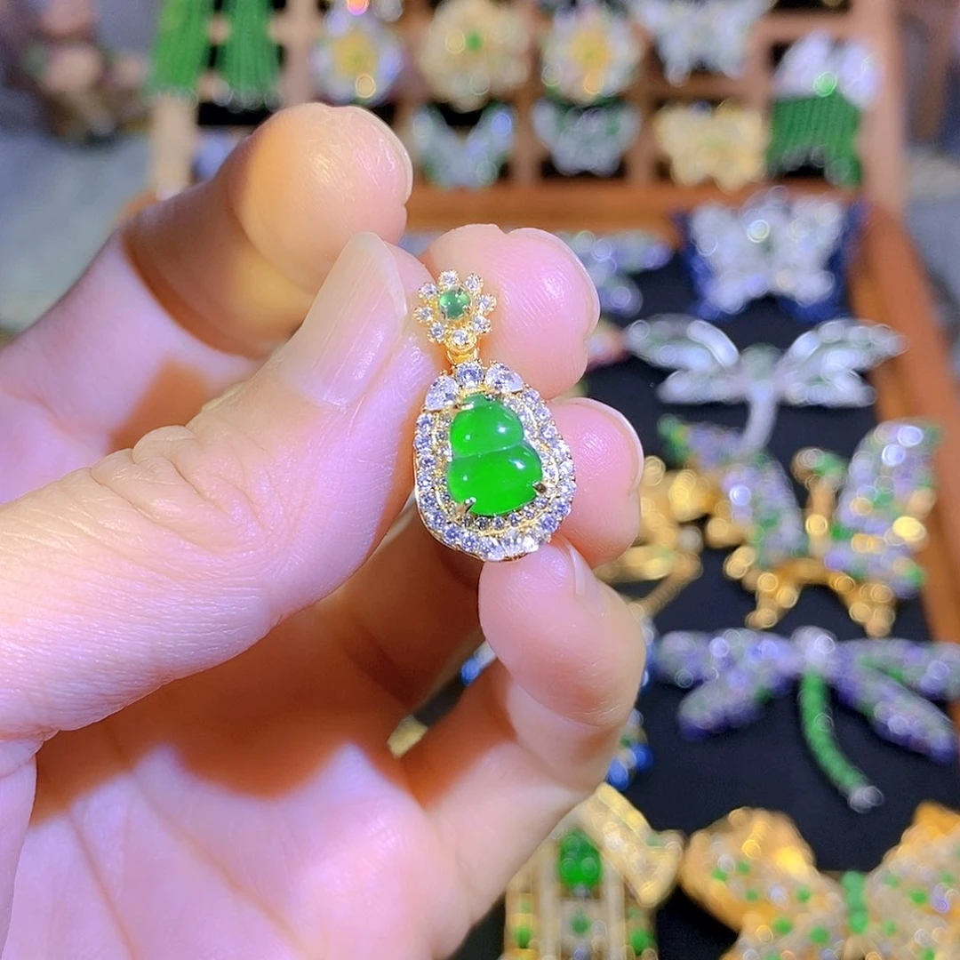 银S925镶嵌挂件翡翠