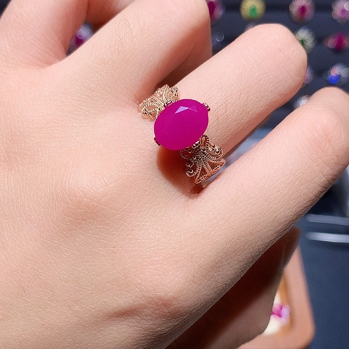 银S925镶嵌戒指红宝石