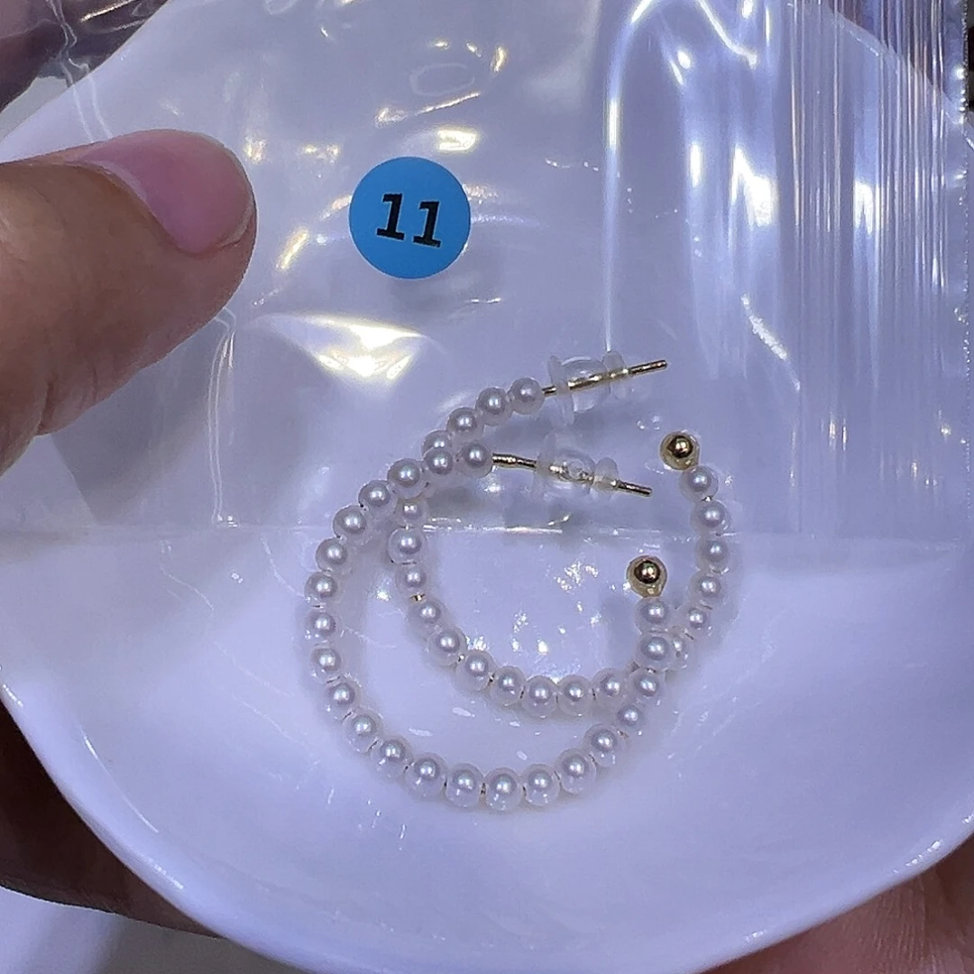 耳饰银S925镶嵌淡水珍珠