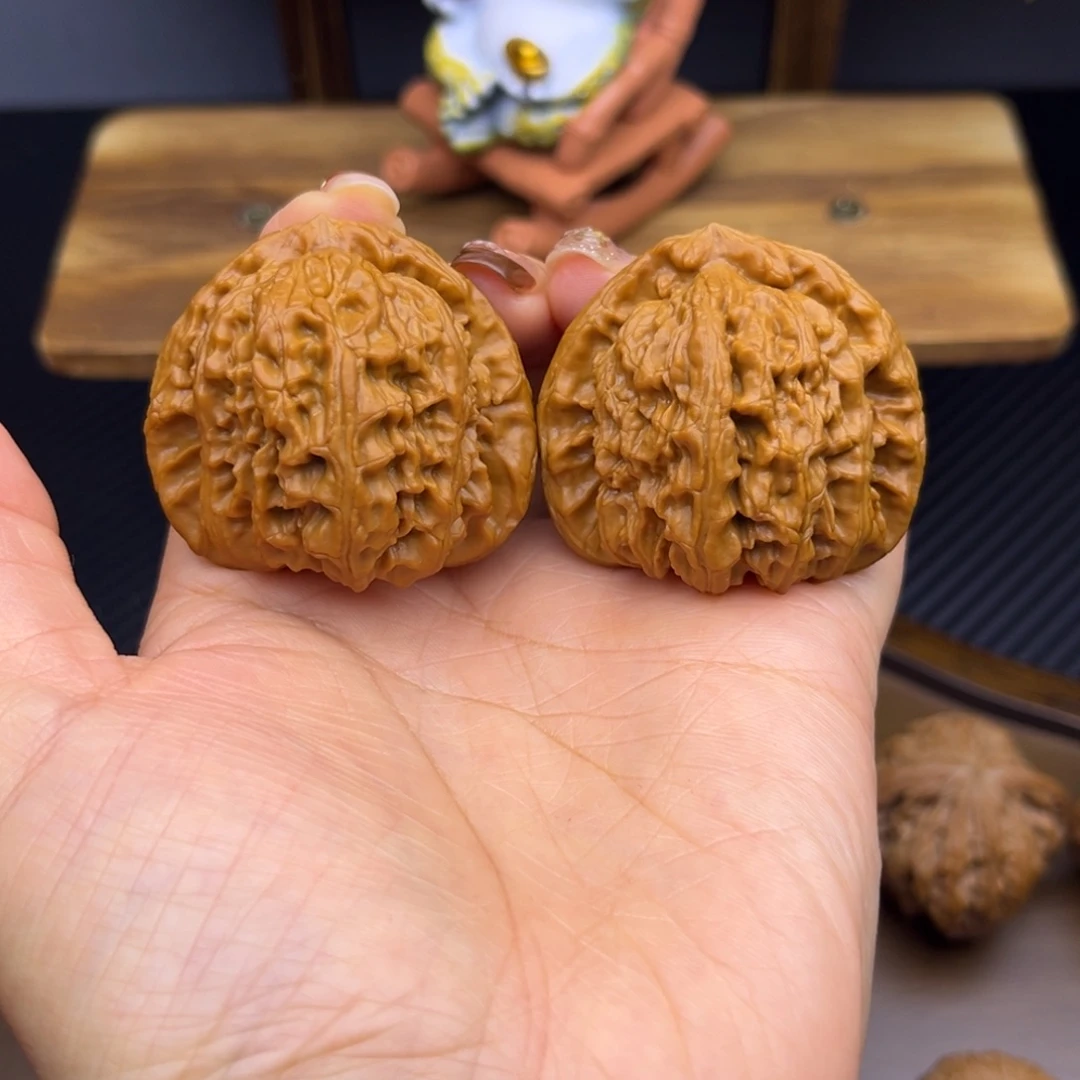 ****长文玩核桃把件白狮子 43 打底微微修