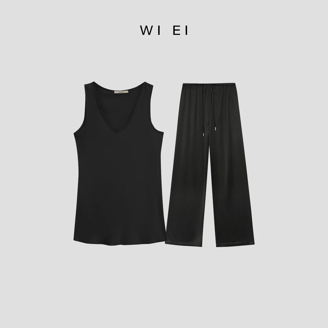 《WE ARE》醋酸 冰感极简 高级感 宽松背心+休闲裤 套装 23393