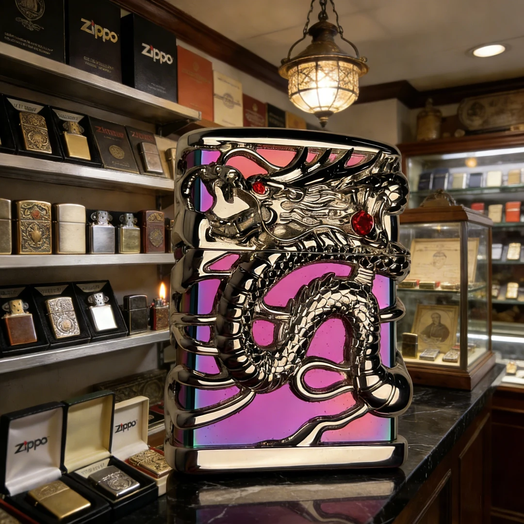 彩纹龙浮雕龙珠渐变重工打火机（不含油裸机）