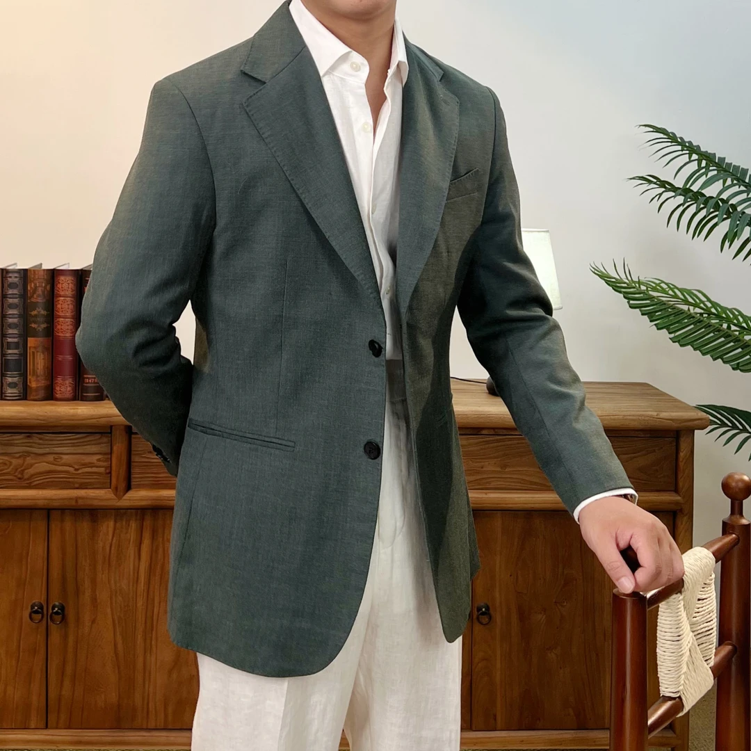 西格Xg 【单西】意式复古绿夏季老钱松弛休闲西装羊毛半里衬绿色699