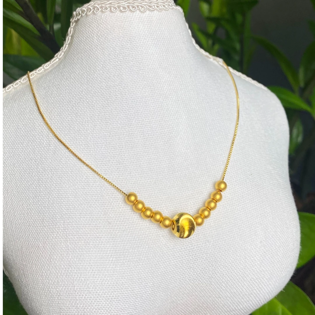 足金999 5G拉丝猫眼金珠送合金链