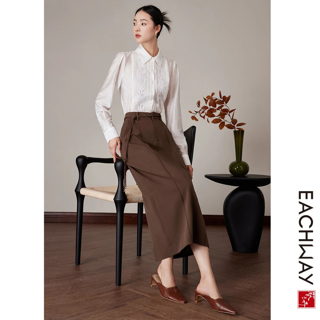 艺之卉【优雅利落气质】高腰半身裙女春夏高级感中长款直筒裙