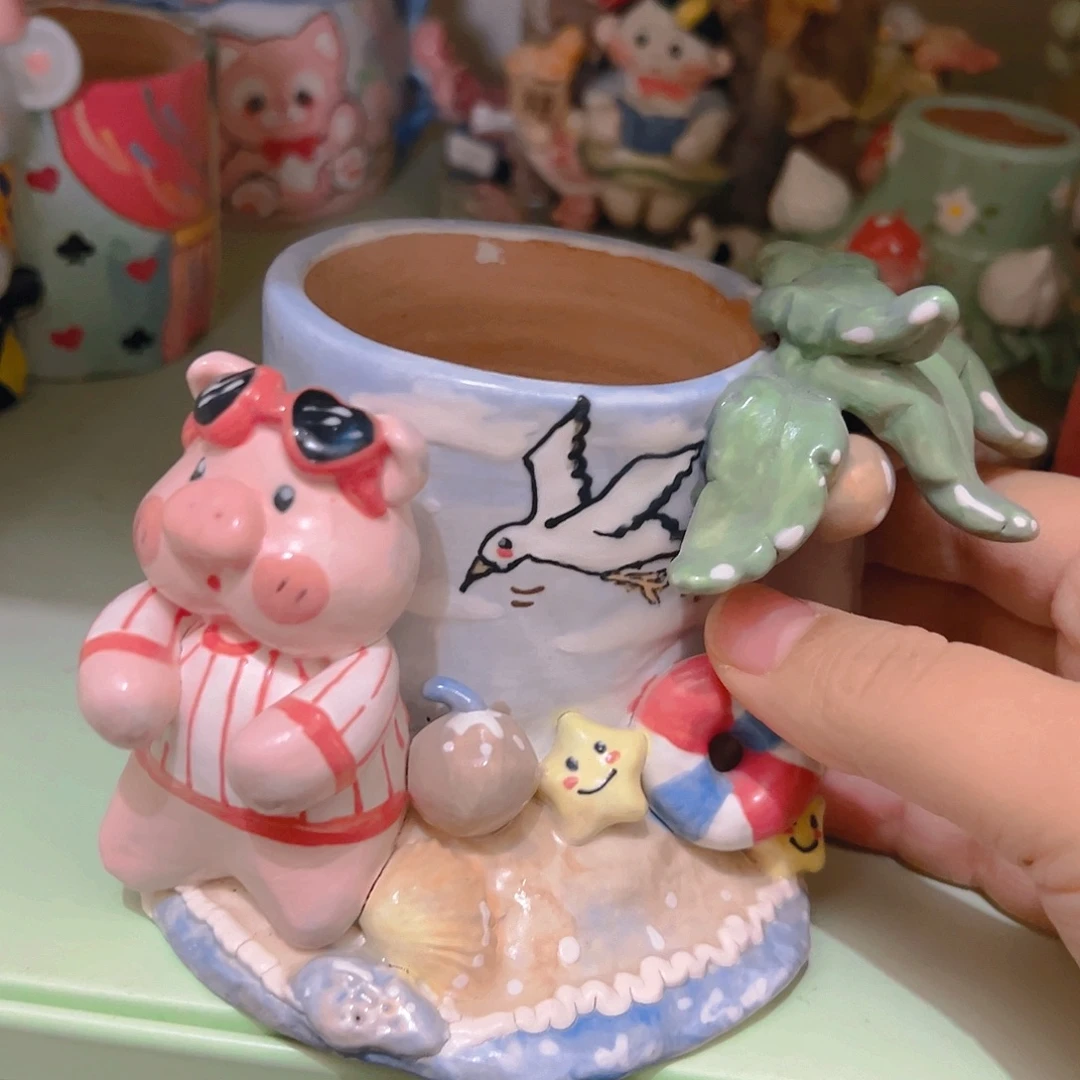 元旦福福微瑕手工多肉花盆