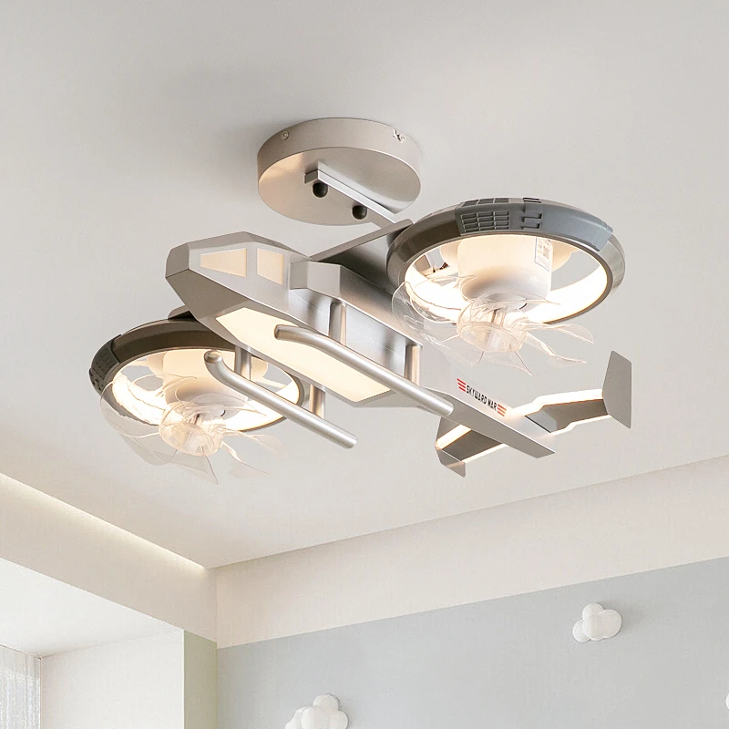 摩灯会 飞机灯 儿童房风扇灯男孩卧室护眼全光谱吸顶灯新款25179