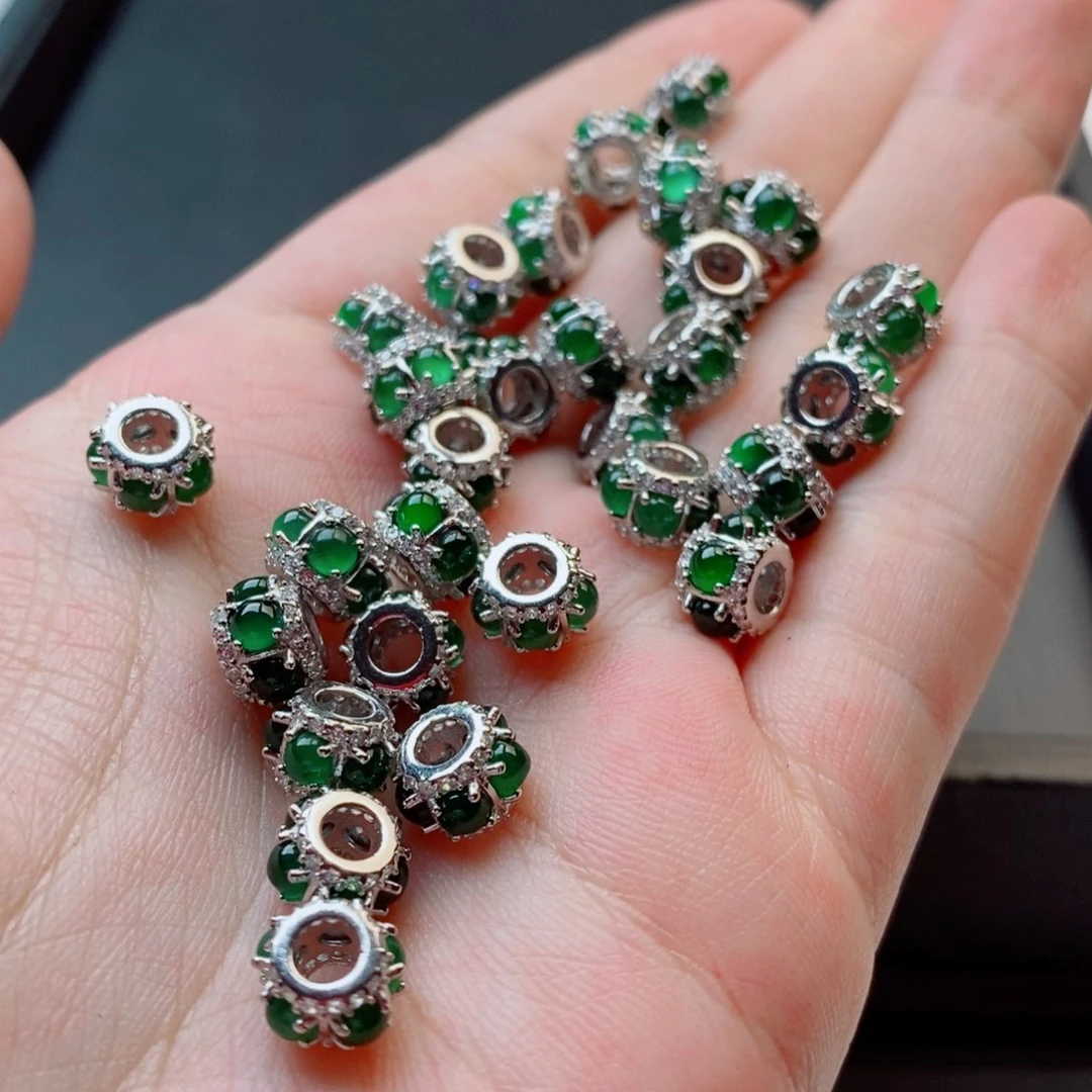 银S925镀金镶嵌手链翡翠配饰