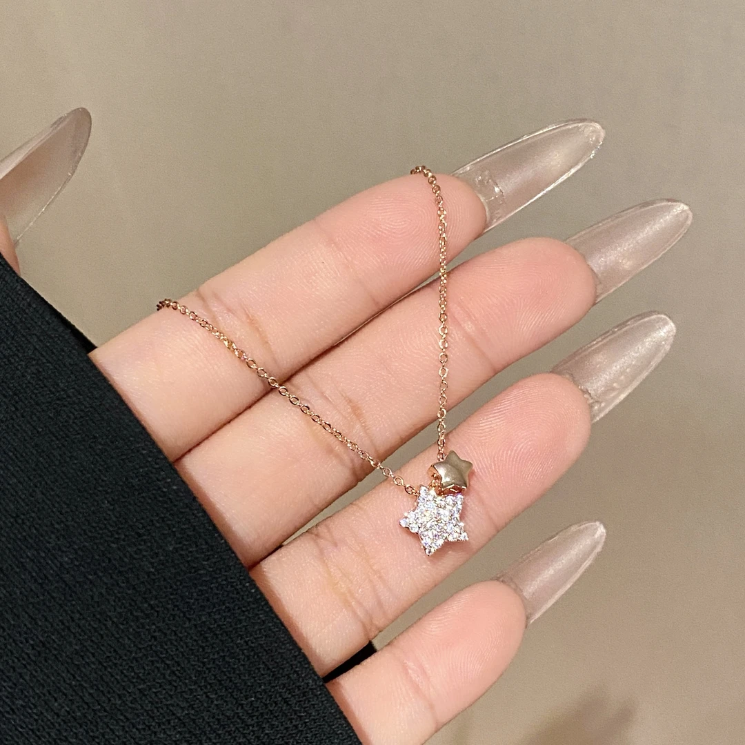 铜合金 轻奢清冷气质百搭小众设计款星星项链A3416