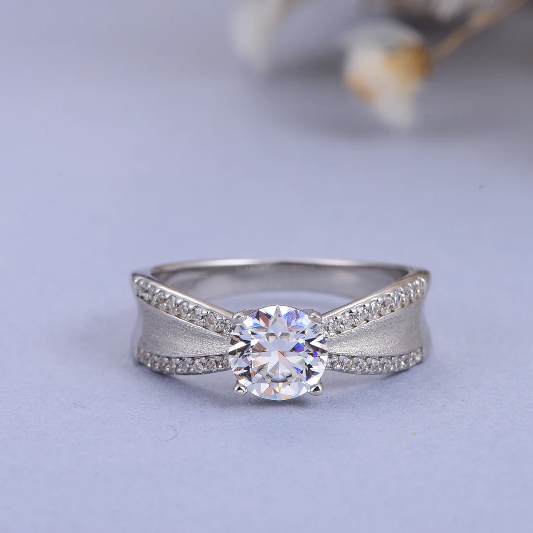 【挚爱永恒】女款拉丝蝴蝶结 1.0ct 2.0ct 戒指