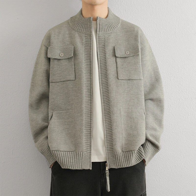 早春开衫针织衫立领外套男士高级感品质毛衣男装青年外穿上衣潮流