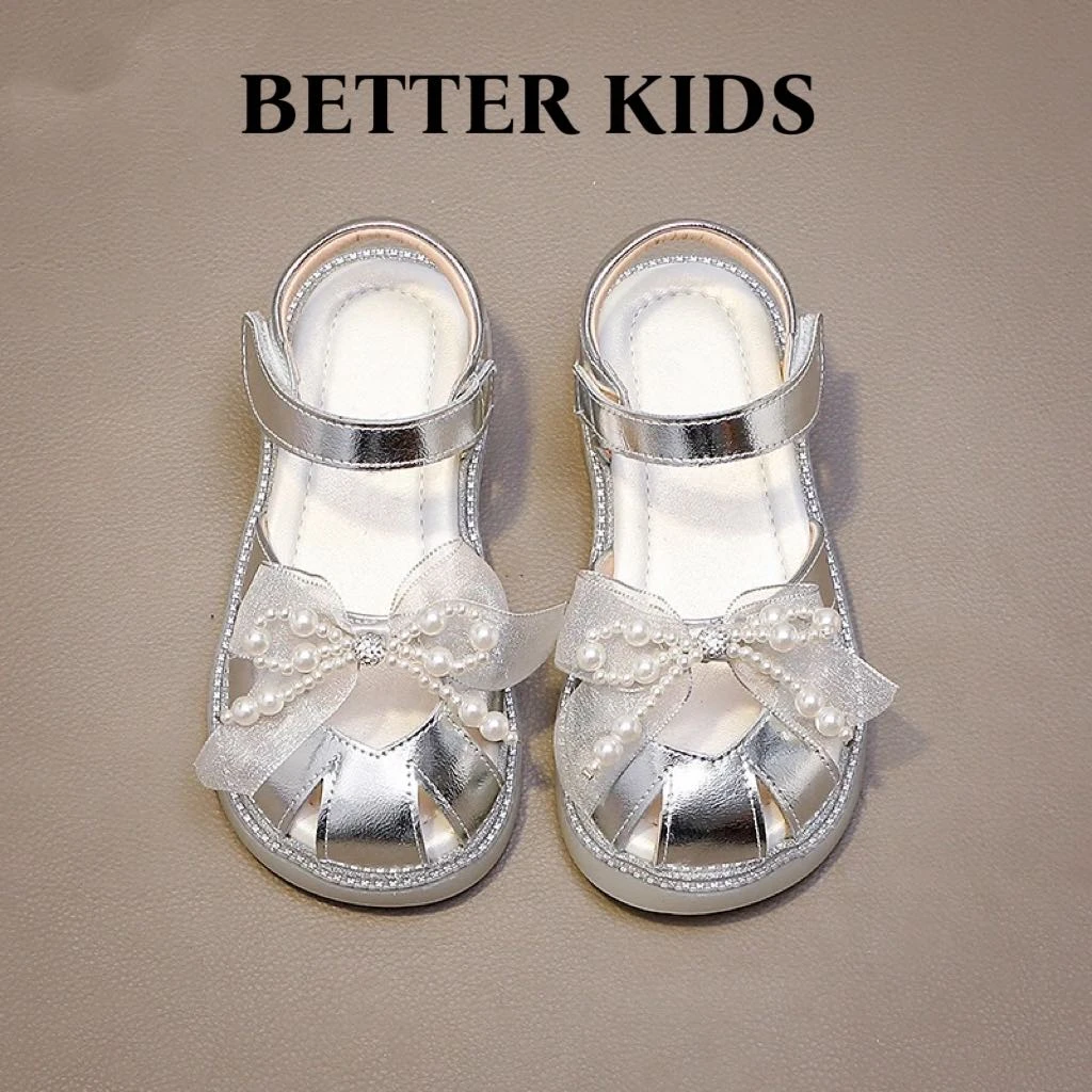 BETTER KIDS/好孩子女童凉鞋2025夏季新包头镂空防滑蝴蝶结公主鞋