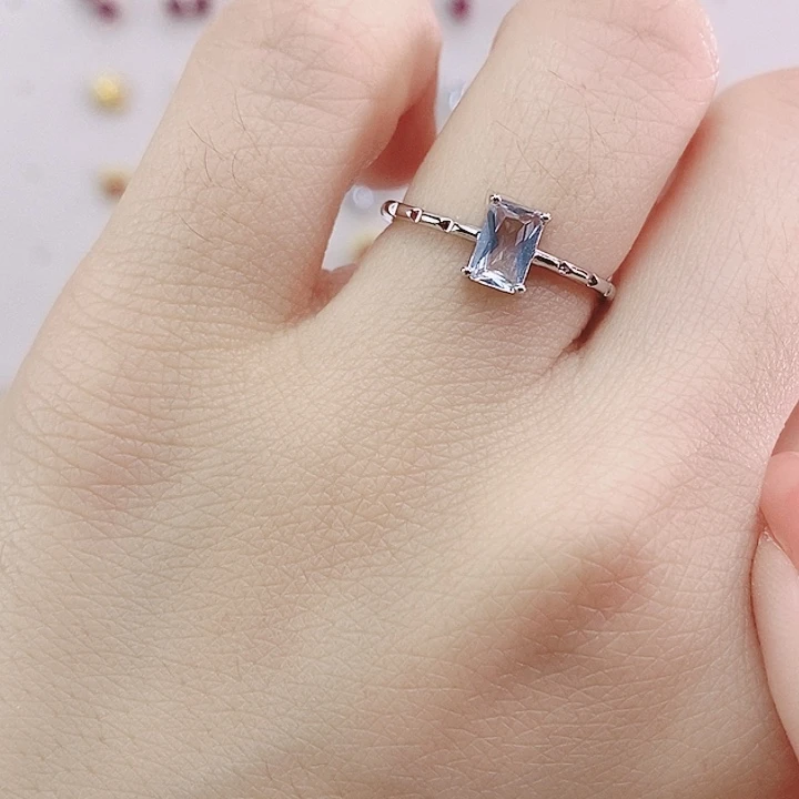 海蓝宝石戒圈银S925镶嵌