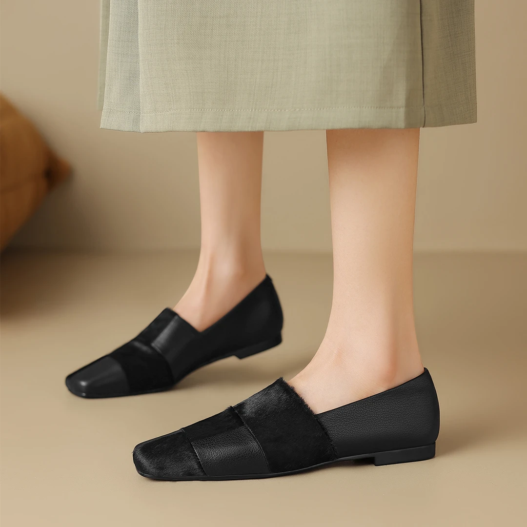 星期六2025时尚复古方头通勤柔软舒适百搭单鞋粗跟时尚单鞋女