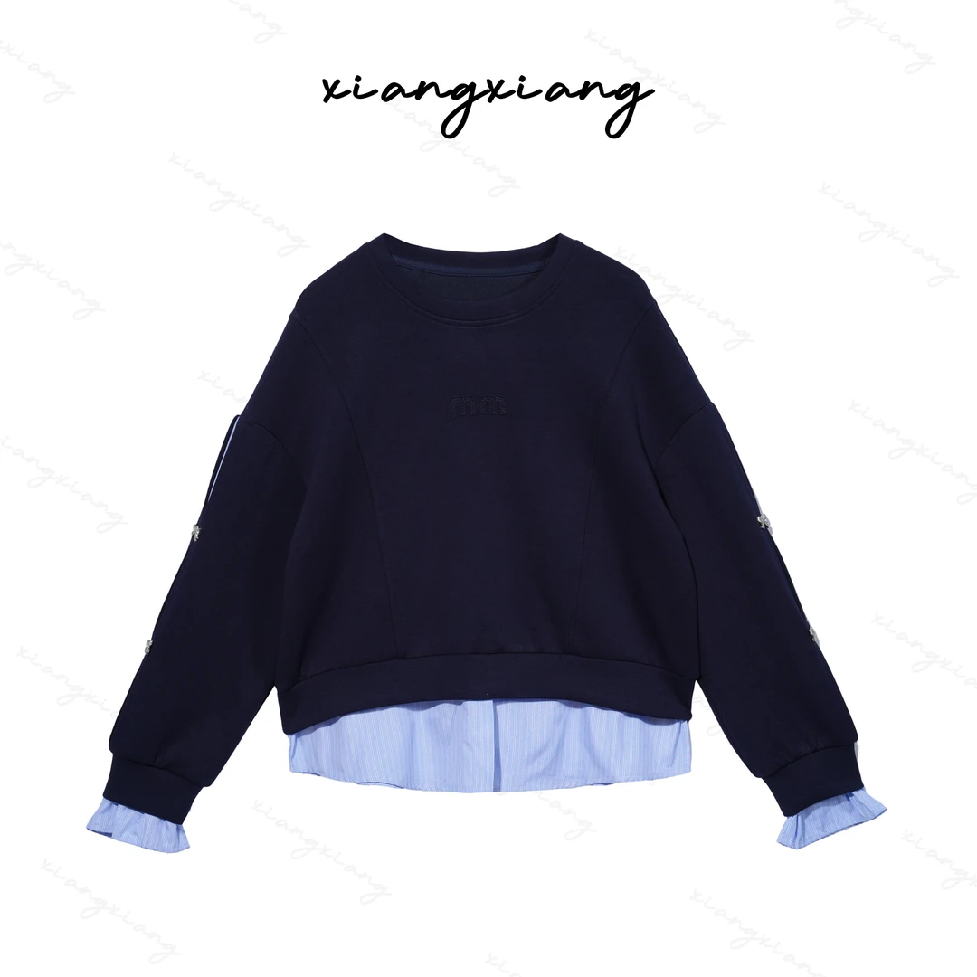 【珊珊专属】’‘蓝调’‘2025春季假两件拼接时尚上衣女-24805