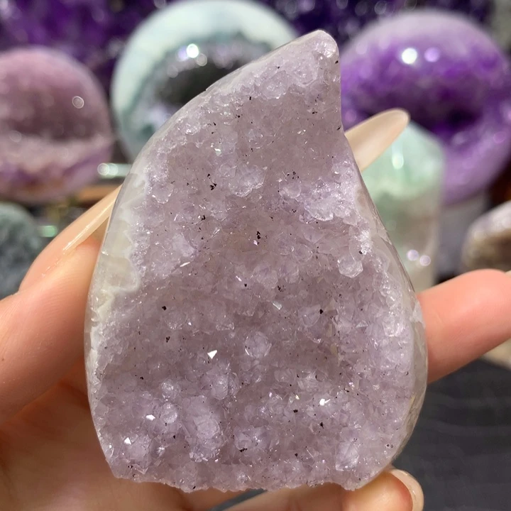 紫晶珠宝半成品未镶嵌香芋紫全抛桃子