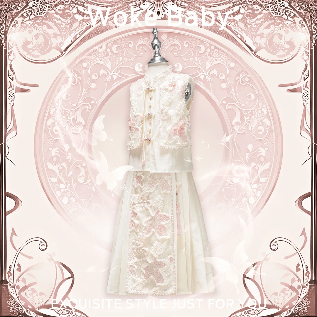 现货刺绣马面裙女童夏季汉服2025新款上衣中国风古风马面裙 S5308