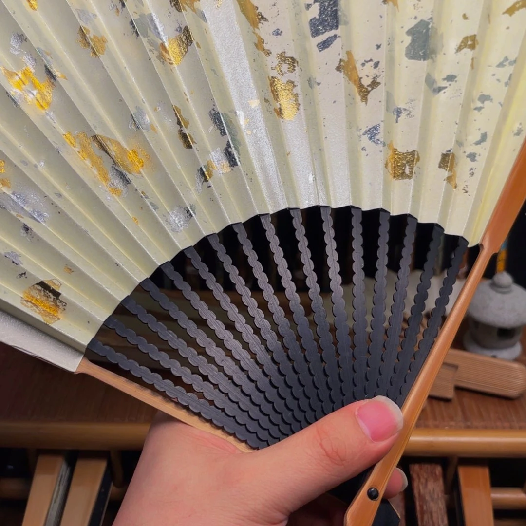 扇子白撒金龙鳞老川料158